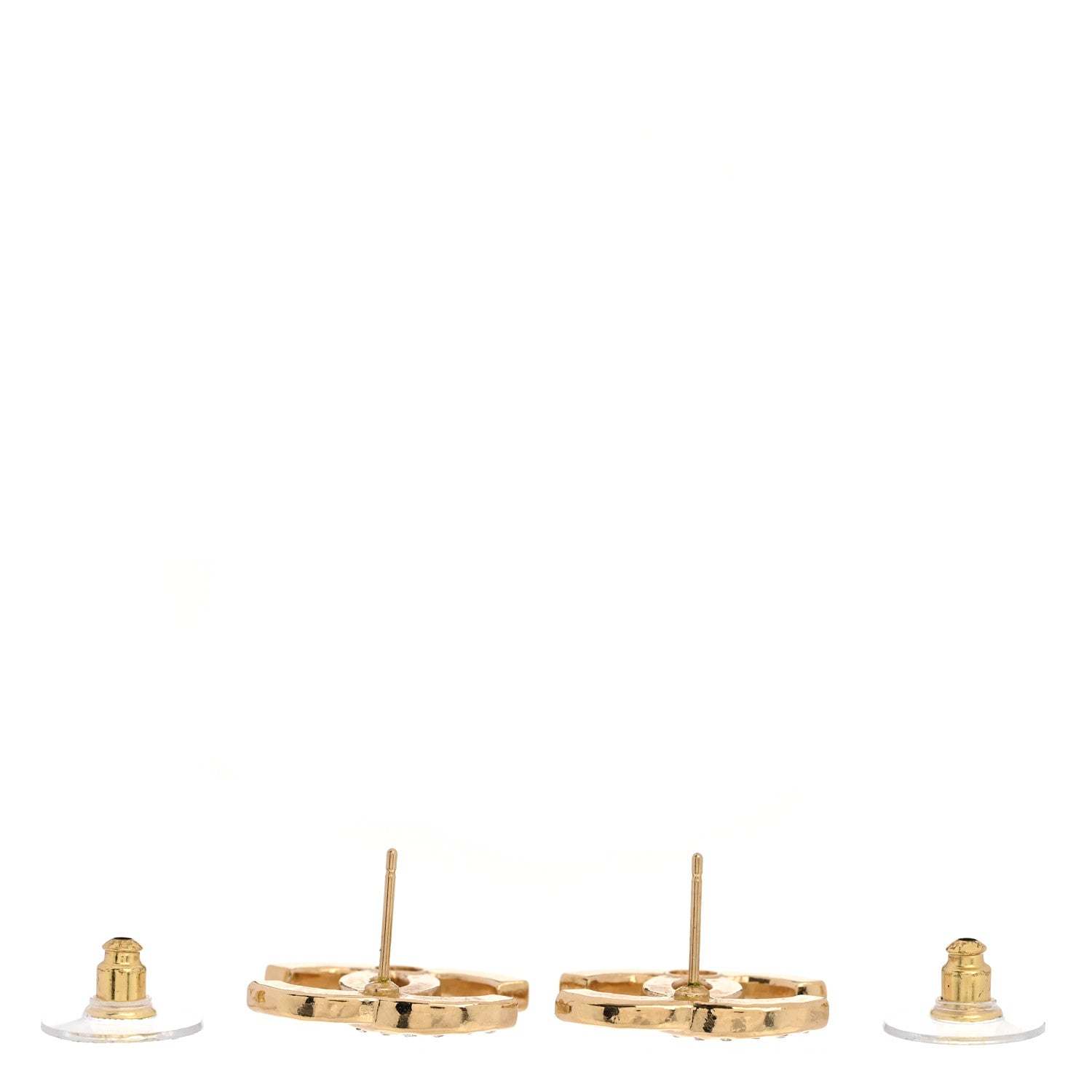 Chanel Crystal CC Logo Earrings Gold