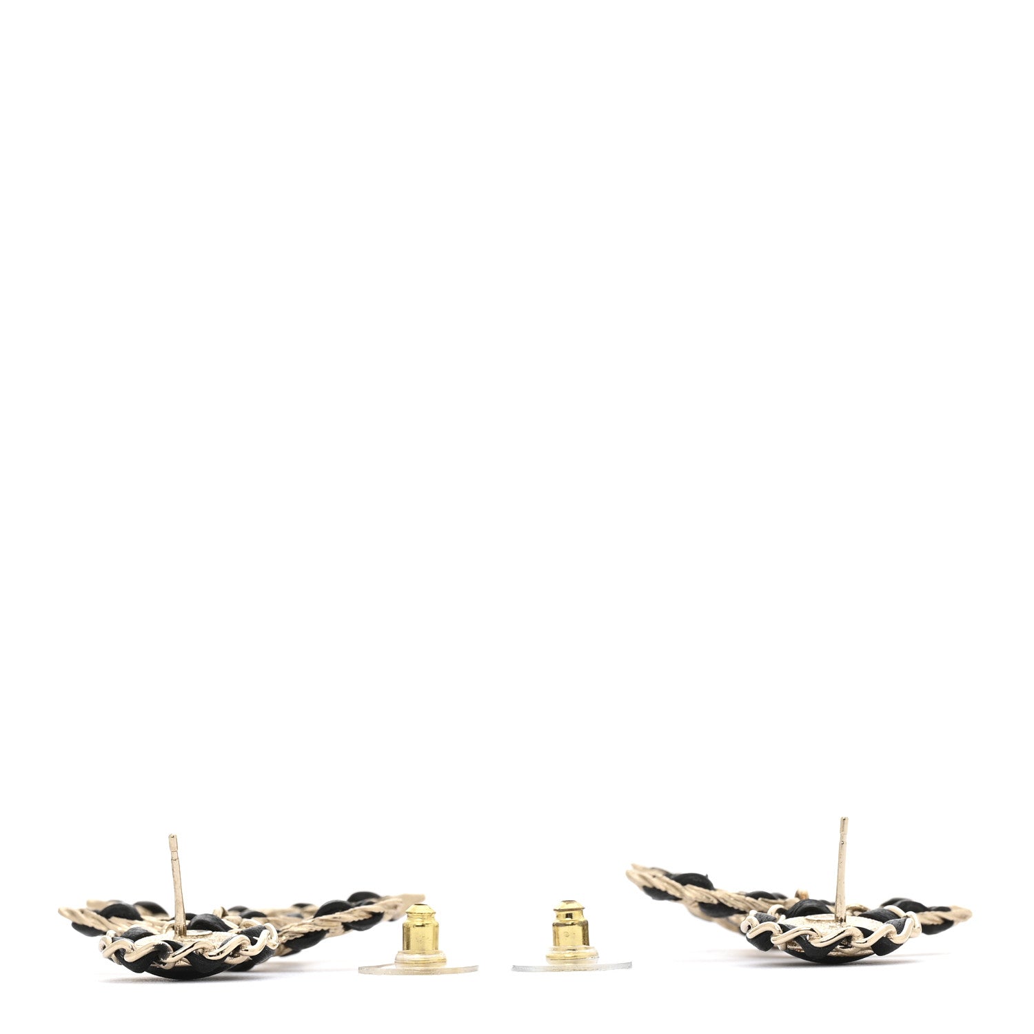 Chanel Lambskin CC Chain Drop Earrings Black Gold