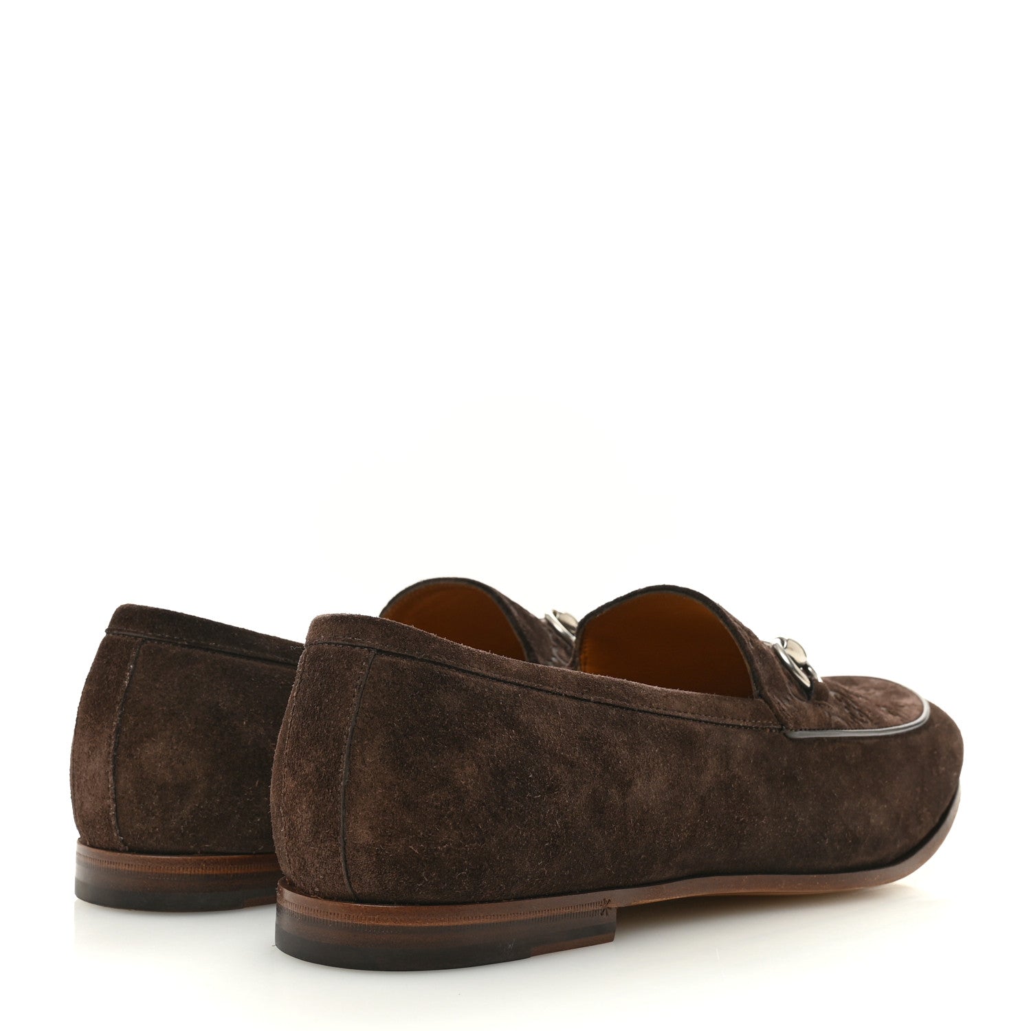 Gucci Luxury Suede GG Monogram Horsebit Mens Jordy Loafers 9 Night Cocoa