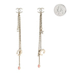 Chanel Crystal Star 5 Drop CC Earrings Gold