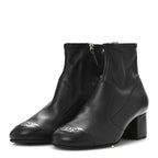 Chanel Stretch Lambskin Cap Toe CC Uniform Short Boots 37.5 Black