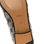 Gucci Monogram Malaga Kid Horsebit Womens Jordaan Loafers 36 Beige Blue