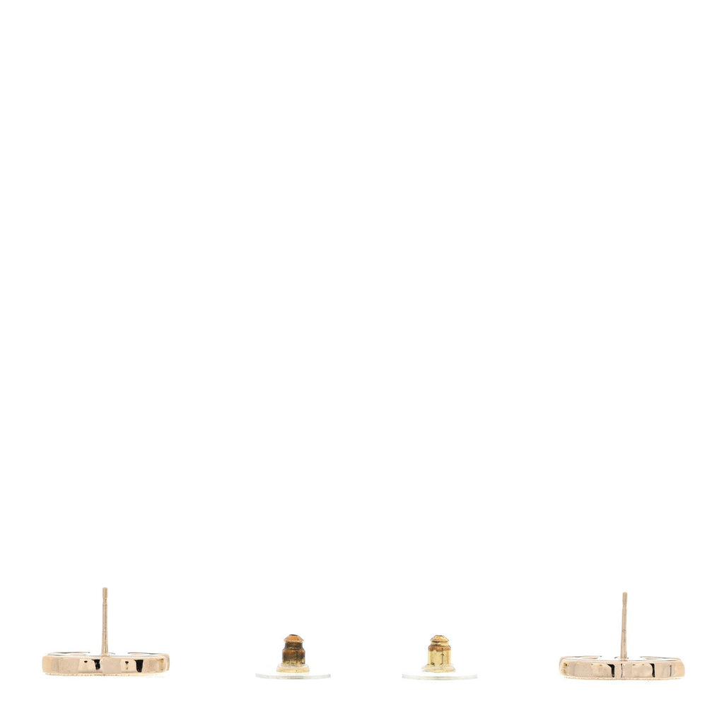 Chanel Metal Enamel CC Earrings Black Gold