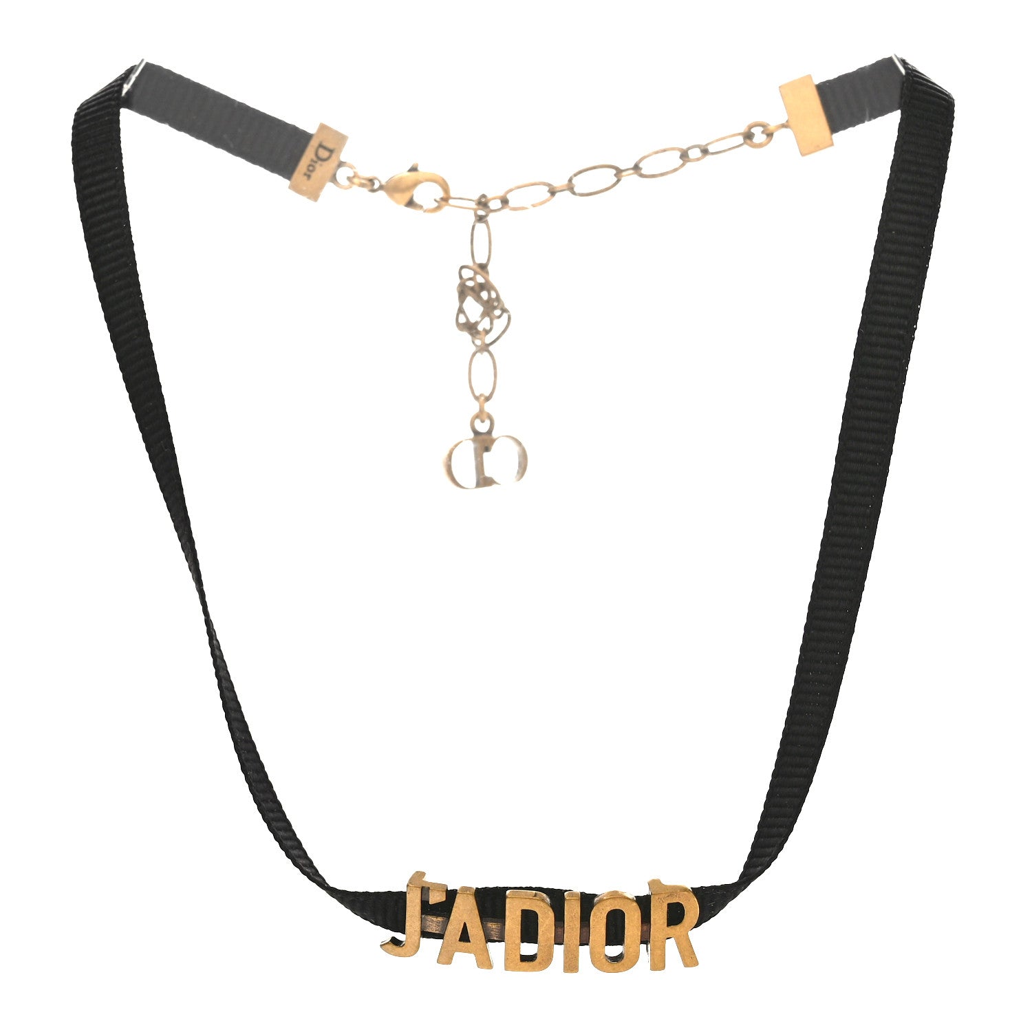 Christian Dior Grosgrain Ribbon J'Adior Logo Choker Necklace Black