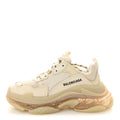 Balenciaga Fabric Mesh Clear Sole Womens Triple S Sneakers 39 Beige