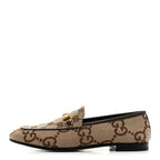 Gucci Monogram Jumbo GG Malaga Kid Horsebit Womens Jordaan Loafers 40 Camel Ebony New Acero Beige