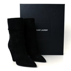 Saint Laurent Kid Scamosciato Niki 85 Wedge Booties 36 Black