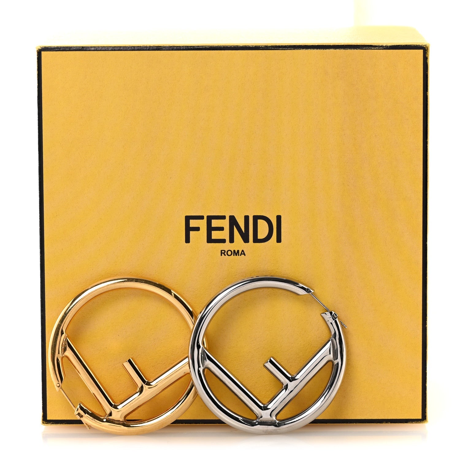 Fendi Metal FF Hoop Earrings Gold Silver