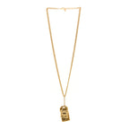 Chanel CC Padlock ID Dog Tag Charm Necklace Gold