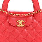 Chanel Shiny Aged Calfskin Quilted Nano Kelly Shopper Red