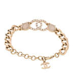 Chanel Glass Crystal CC Chain Bracelet Gold