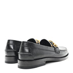 Gucci Goatskin Womens Logo 15mm Loafers 35.5 Black
