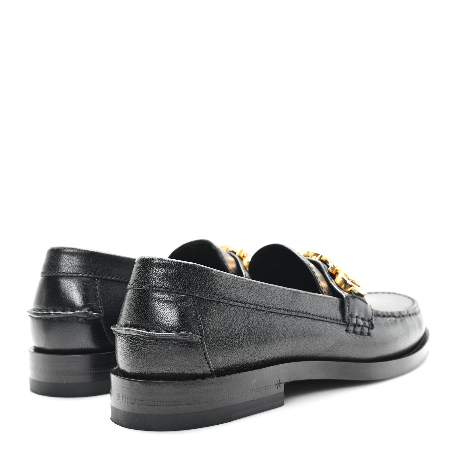 Gucci Goatskin Womens Logo 15mm Loafers 35.5 Black