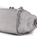 Balenciaga Metallic Agneau Arena Mini Le Cagole Duffle Crossbody Bag Silver