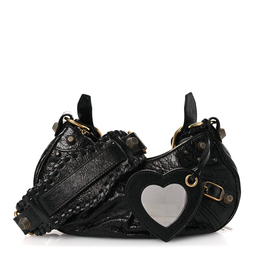 Balenciaga Agneau Arena Le Cagole Shoulder Bag XS Black