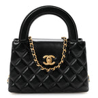 Chanel Shiny Aged Calfskin Quilted Nano Kelly Shopper Black