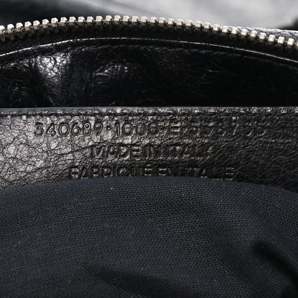 Balenciaga Agneau Classic Silver Hardware Weekender Black