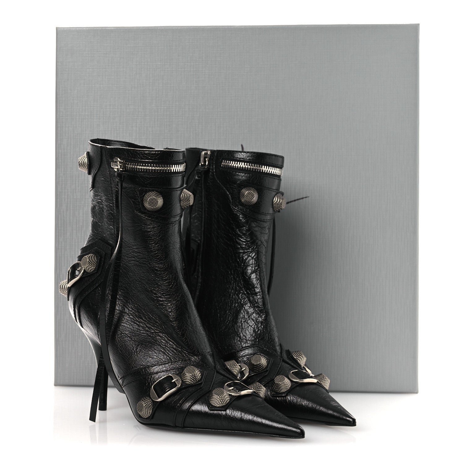 Balenciaga Agneau Arena Cagole 70mm Ankle Boots 37 Black