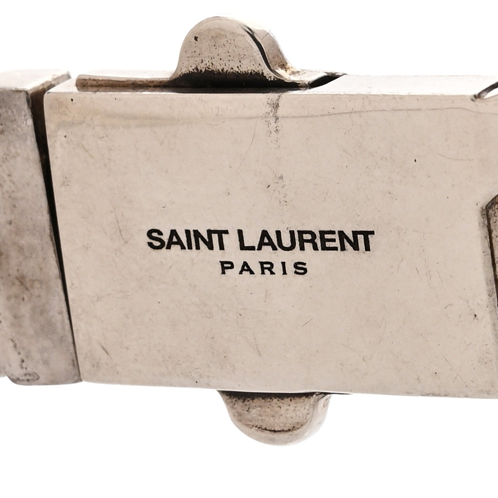 Saint Laurent Metal Curb Chain Necklace Oxidized Silver