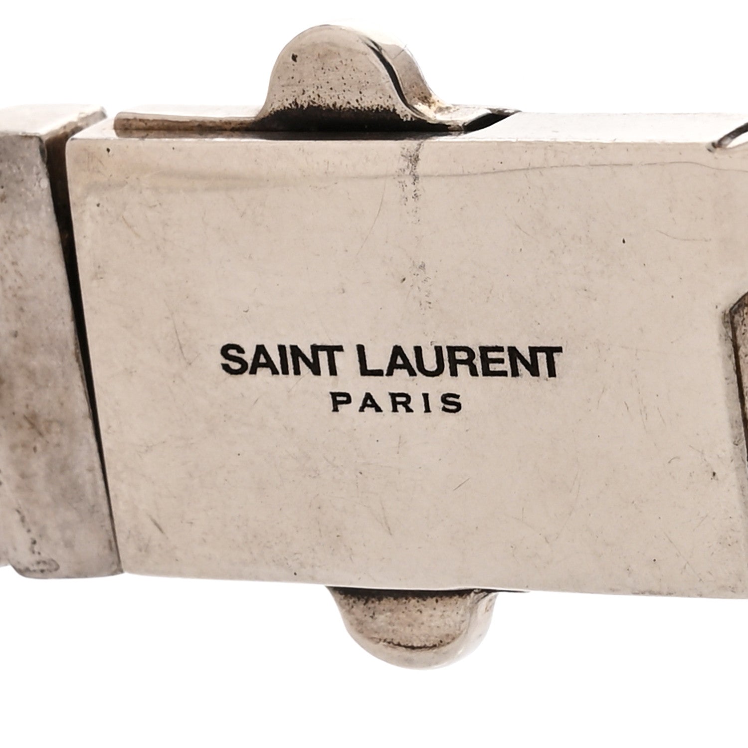 Saint Laurent Metal Curb Chain Necklace Oxidized Silver