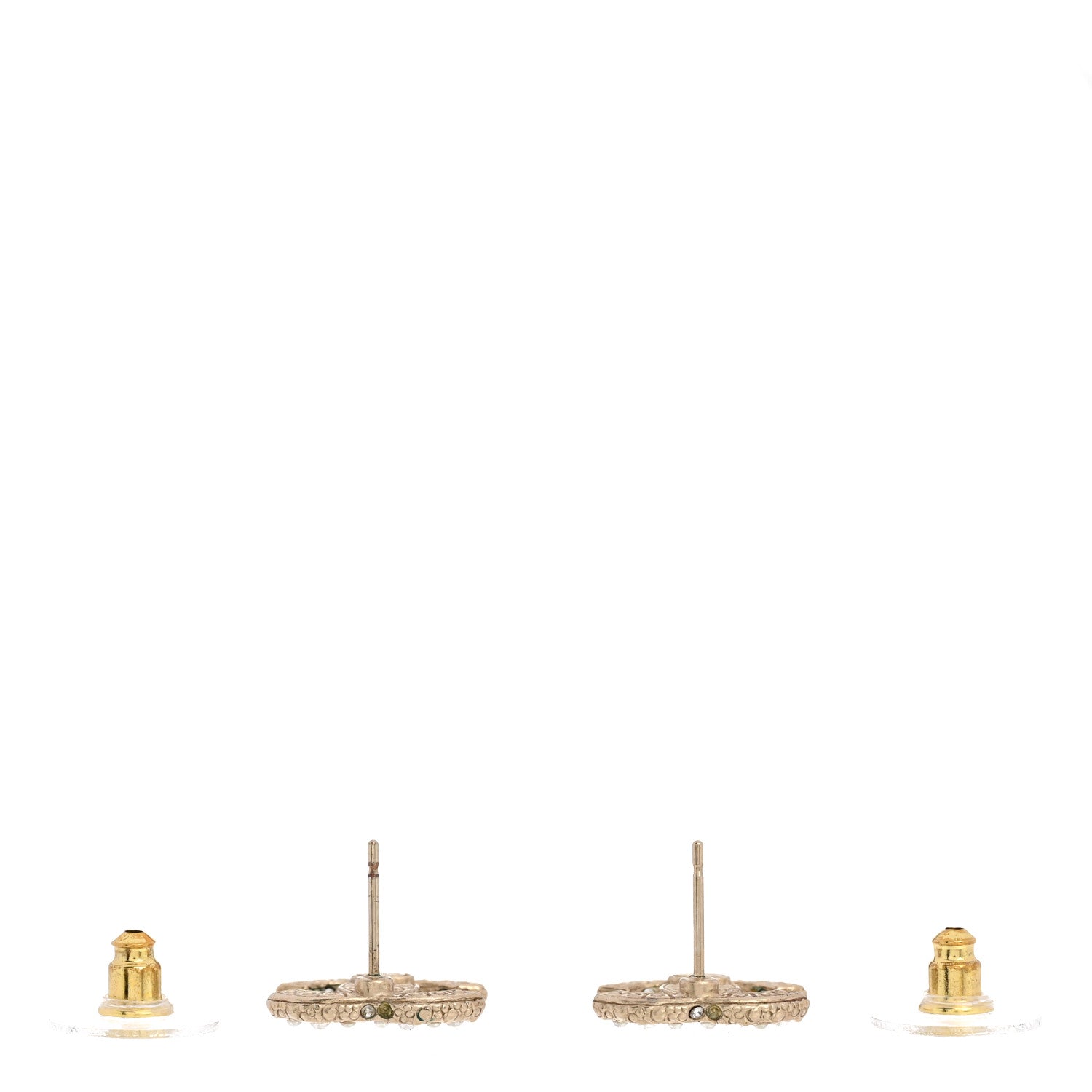 Chanel Metal Graduated Pearl Crystal CC Earrings Light Gold