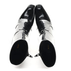 Saint Laurent Patent Marilyn Ankle Zip Boot 38 Black Gold