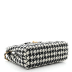 Chanel Tweed Houndstooth Quilted Nano Kelly Shopper Black White