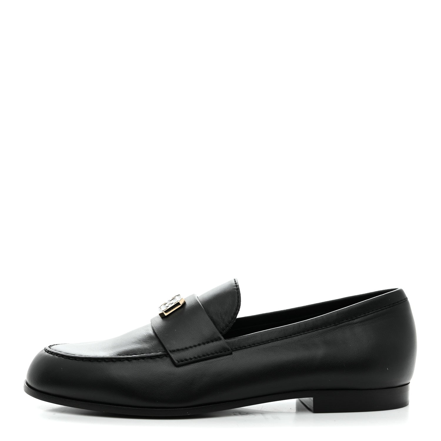 Chanel Lambskin Enamel CC Moccasin Loafers 37 Black