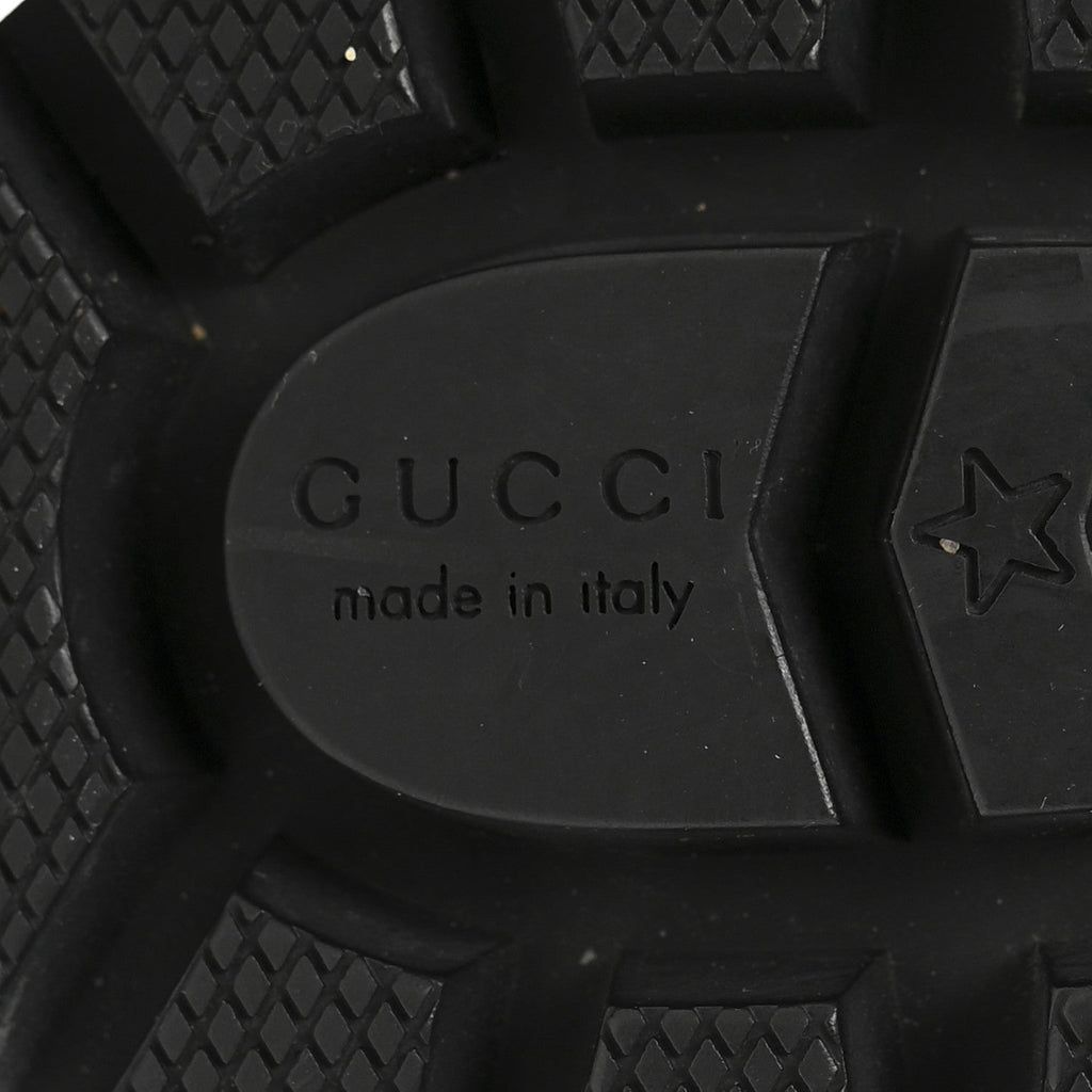 Gucci Tweed GG Monogram Lace Up Combat Ankle Boots 35.5 Black