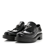 Prada Spazzolato Metal Triangle Logo 50mm Loafers 36.5 Black