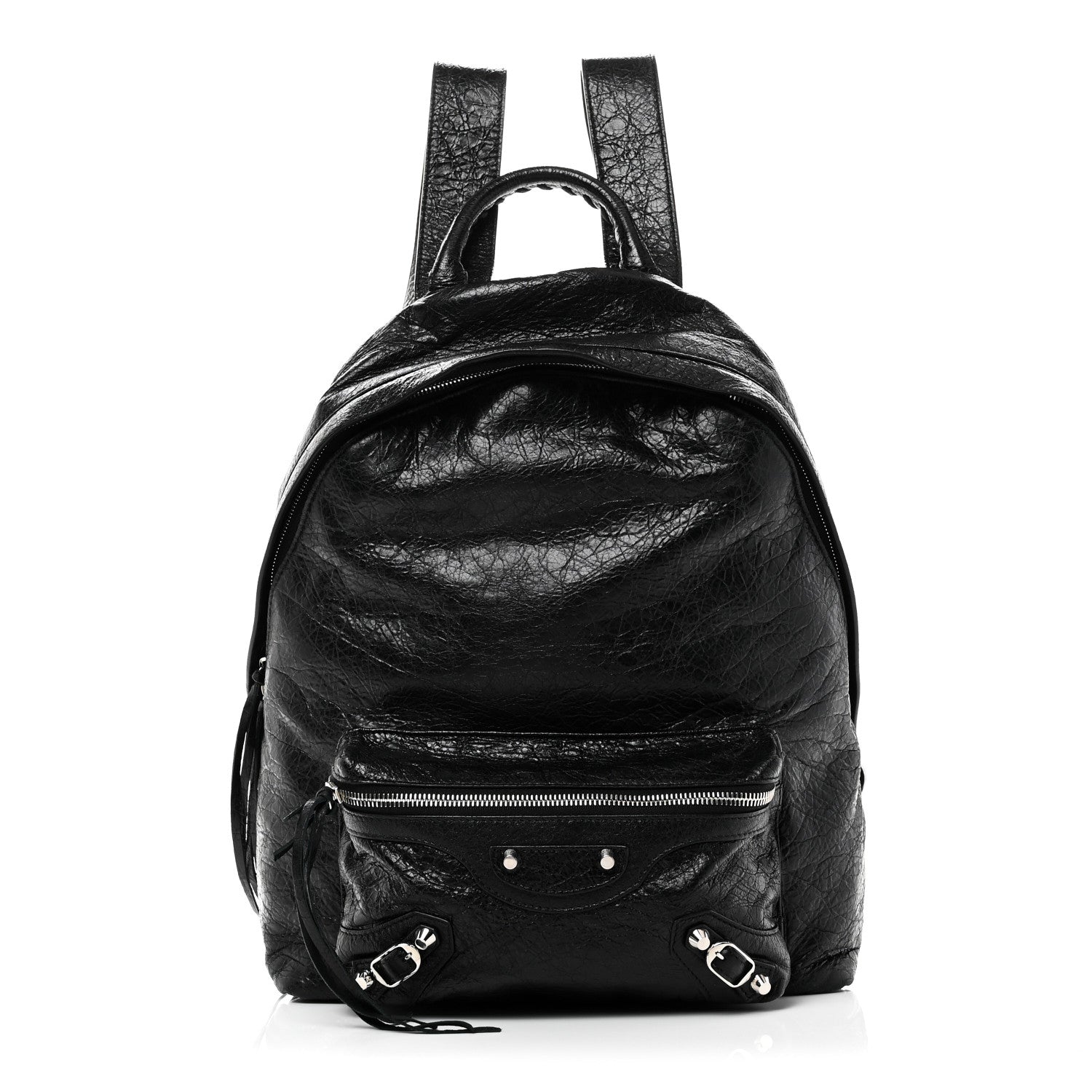 Balenciaga Agneau Classic Silver Hardware Backpack Black