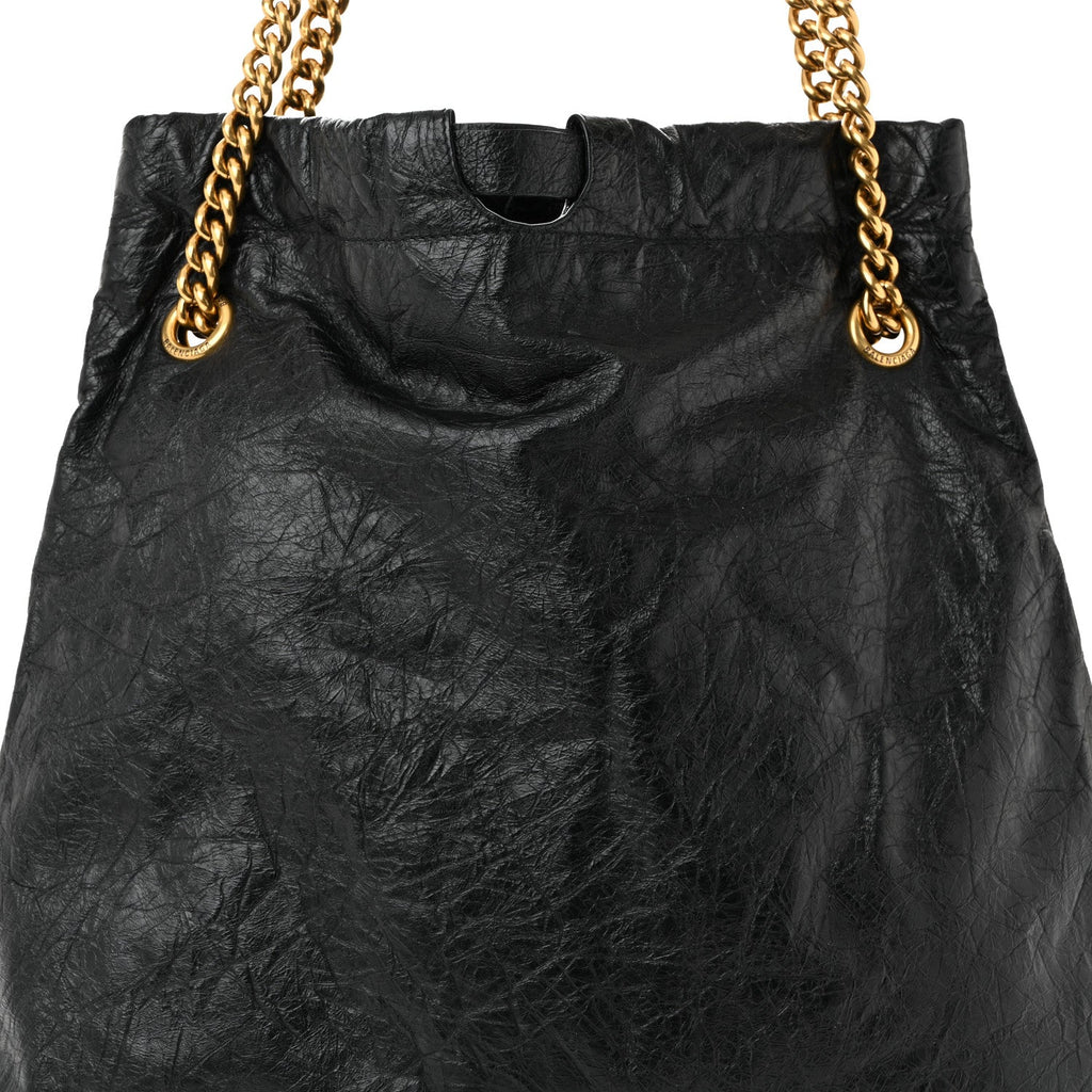 Balenciaga Crushed Calfskin Crush Medium Chain Tote  Black