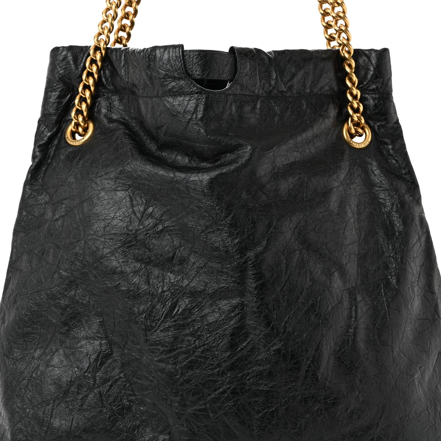 Balenciaga Crushed Calfskin Crush Medium Chain Tote  Black