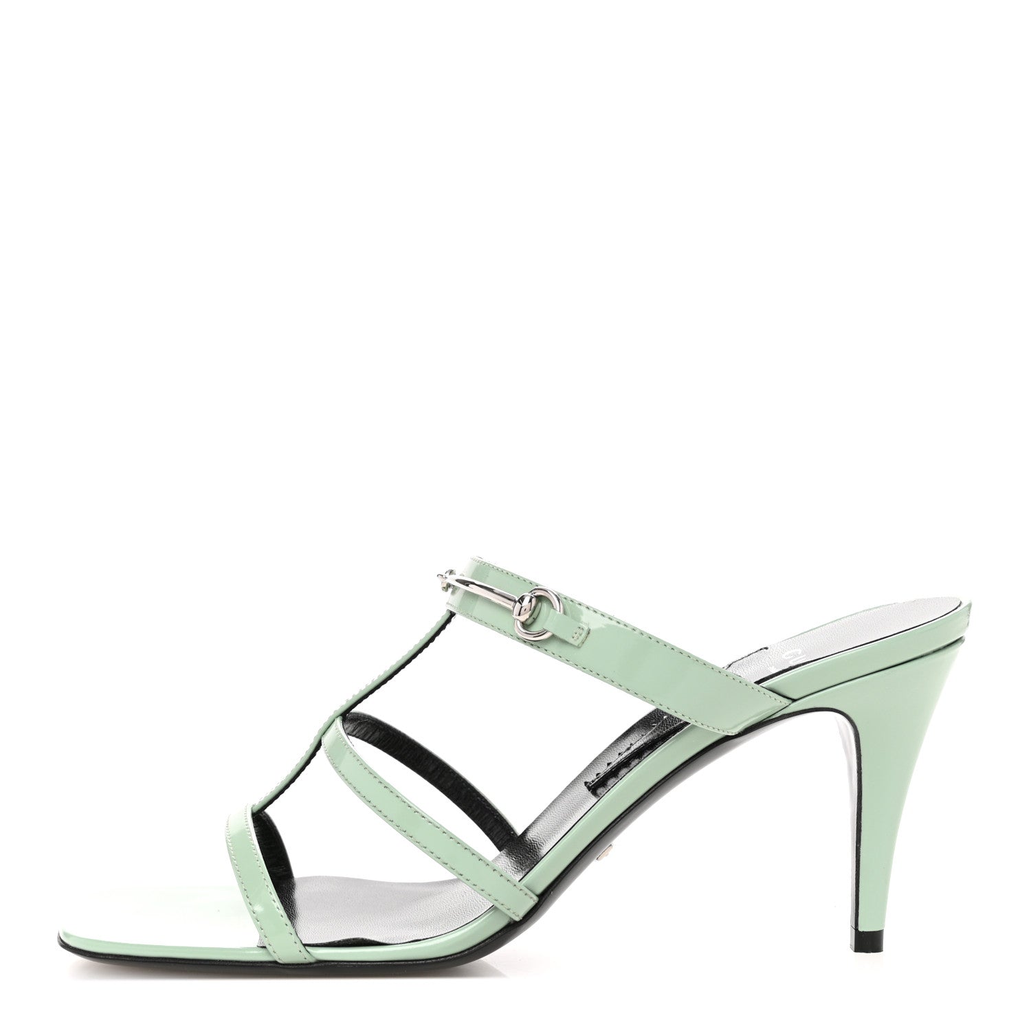 Gucci Regent Calfskin Horsebit Mid Heel Sandals 39.5 Pacific Green