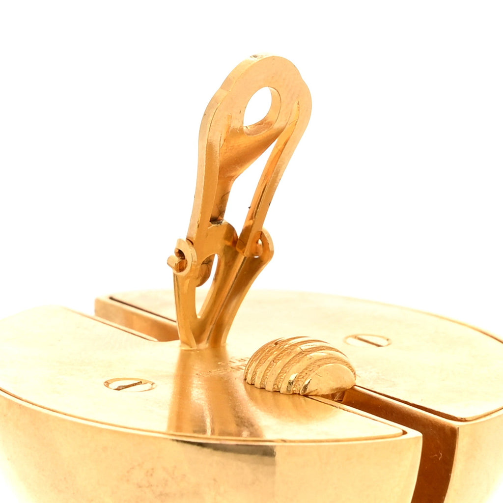 Saint Laurent Brass Double Half Ball Clip On Earrings Gold