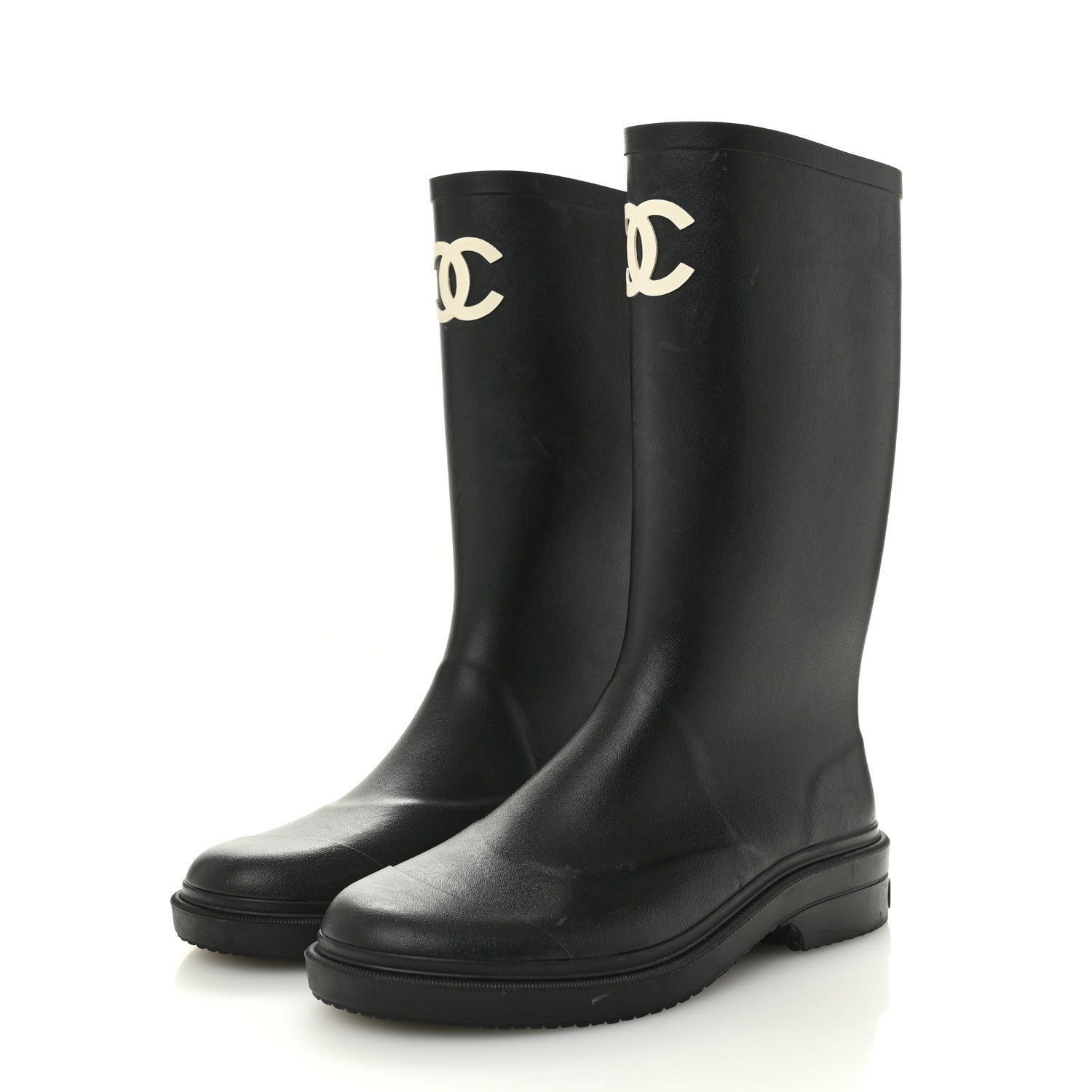 Chanel Caoutchouk CC High Boots 40 Black