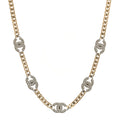 Chanel Crystal Chain CC Necklace Gold Silver