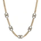 Chanel Crystal Chain CC Necklace Gold Silver