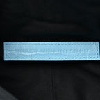 Balenciaga Extra Supple Calfskin Crocodile Embossed Le Cagole Shoulder Bag XS Sky Blue