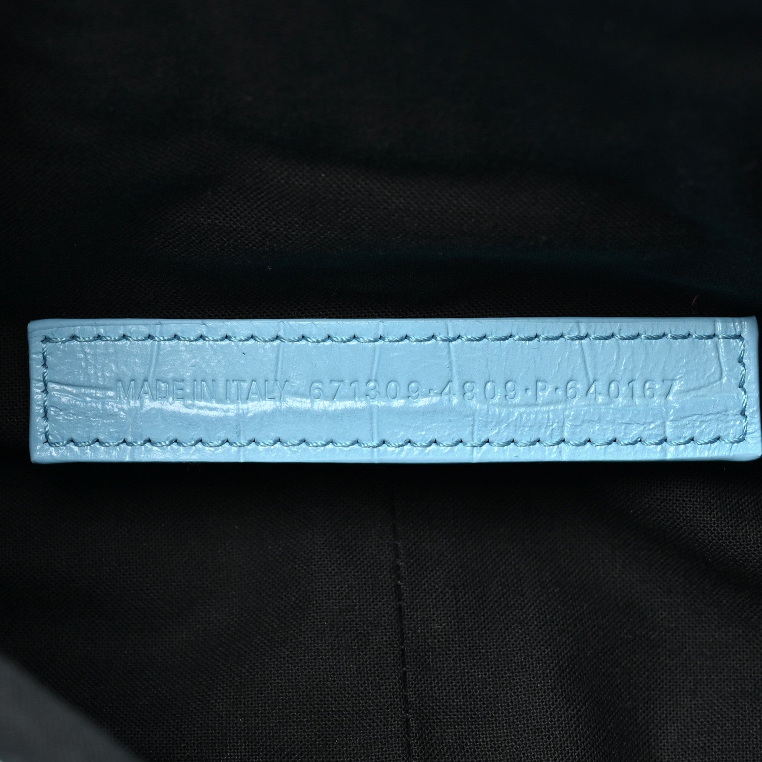 Balenciaga Extra Supple Calfskin Crocodile Embossed Le Cagole Shoulder Bag XS Sky Blue