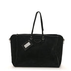 Balenciaga Daim Suede Plate Hardware Papier A6 Zip Around Tote Black