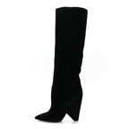 Saint Laurent Velvet Niki 105 Thigh High Boots 37.5 Black