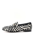 Gucci Pony Hair Zebra Print Womens Horsebit Moccasin Loafers 37.5 Black White