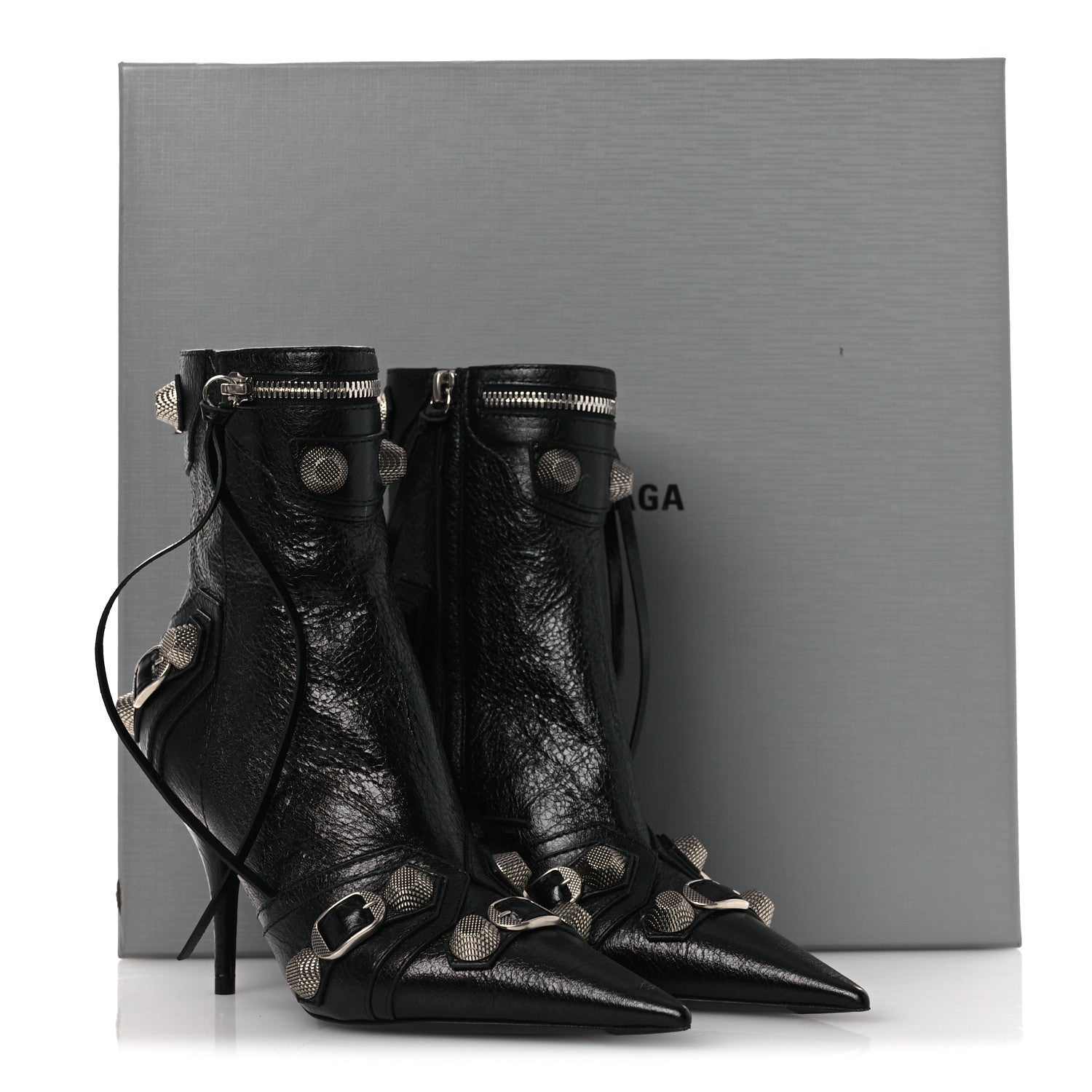 Balenciaga Agneau Arena Cagole 90mm Ankle Boots 36 Black