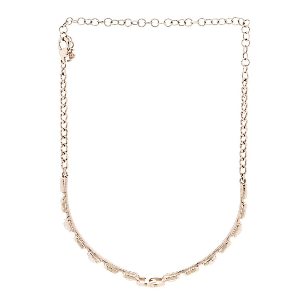 Chanel Baguette Crystal Logo CC Choker Necklace Gold