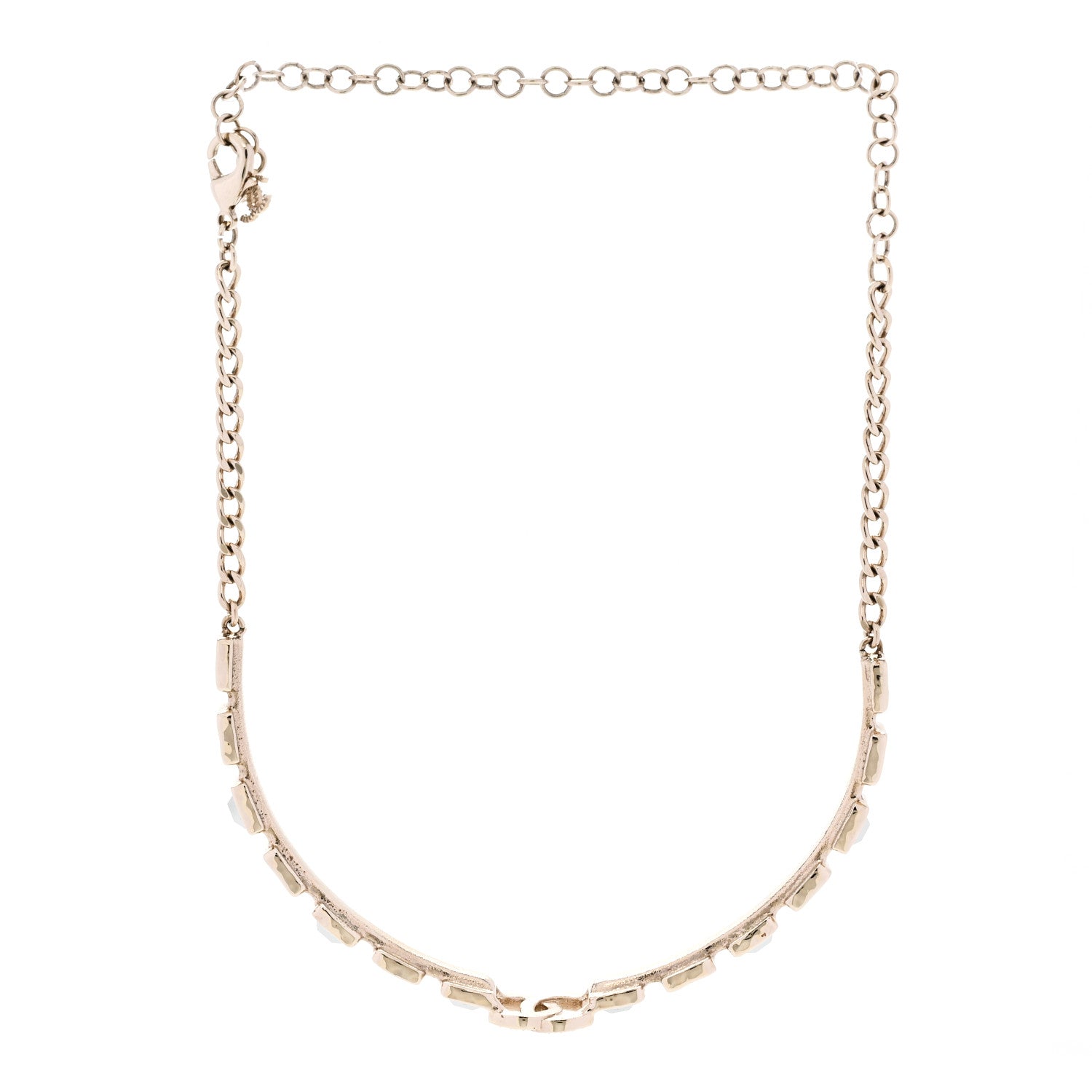 Chanel Baguette Crystal Logo CC Choker Necklace Gold