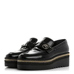 Chanel Shiny Calfskin Platform Loafers 37 Black