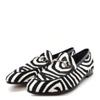 Gucci Pony Hair Zebra Print Womens Horsebit Moccasin Loafers 37.5 Black White