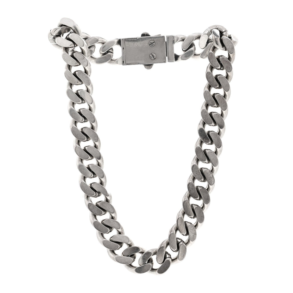 Saint Laurent Metal Curb Chain Necklace Oxidized Silver