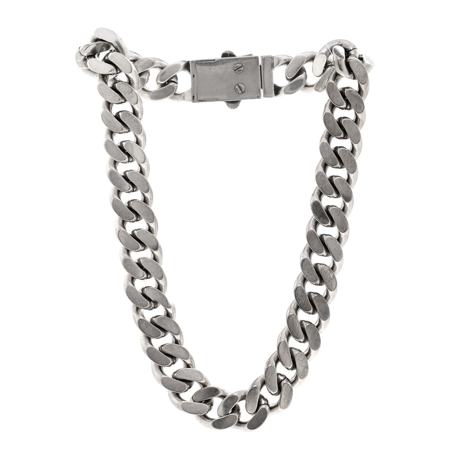 Saint Laurent Metal Curb Chain Necklace Oxidized Silver